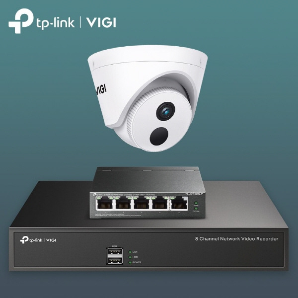티피링크 VIGI  CCTV PoE 연결 자가설치 세트 (카메라-NVR녹화기-LAN케이블-PoE스위치) VIGI  C300HP/8채널 NVR1008H/TL-SF1005LP